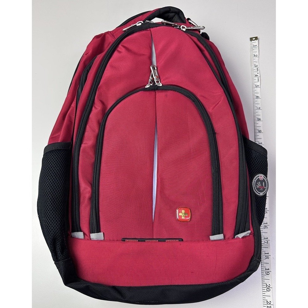 Swiss Gear by Wenger Red & Blk Laptop Travel Back Pack in Great Condition 3j